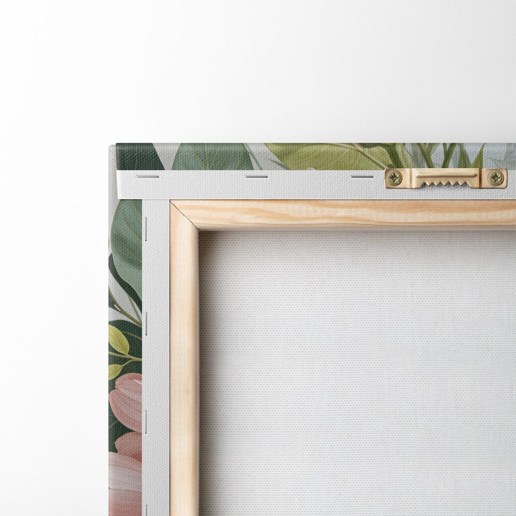 Flores pastel entre folhas — verso