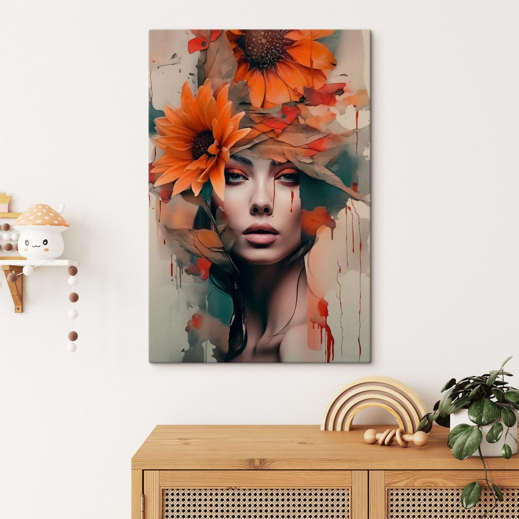 Rosto entre flores alaranjadas — interior 1
