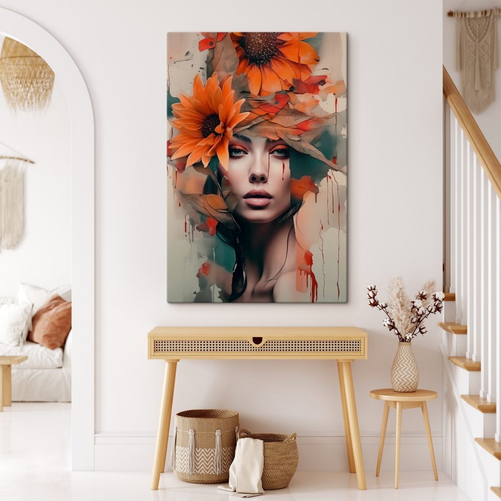 Rosto entre flores alaranjadas — interior 2