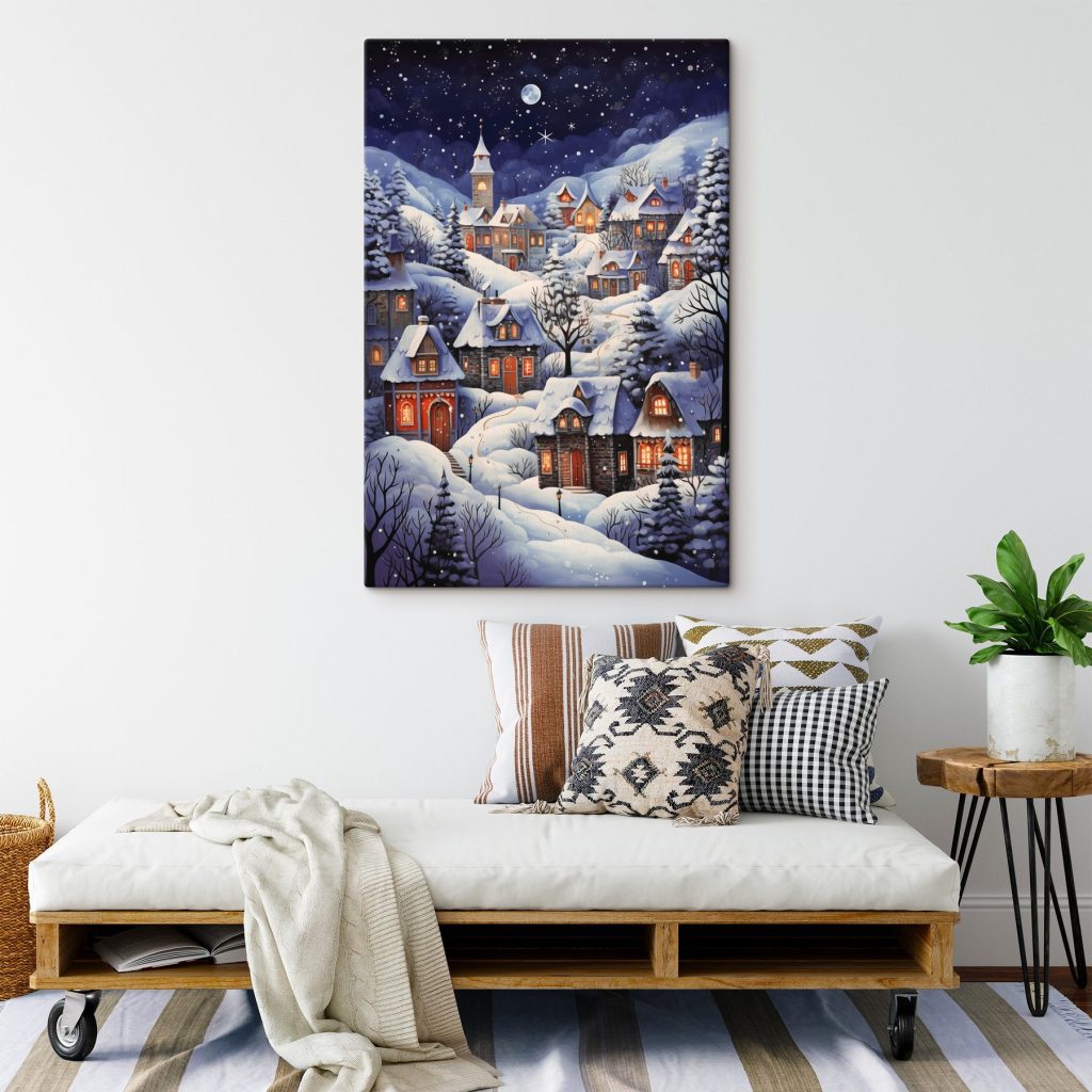 Casas nevadas sob estrelas — interior 2