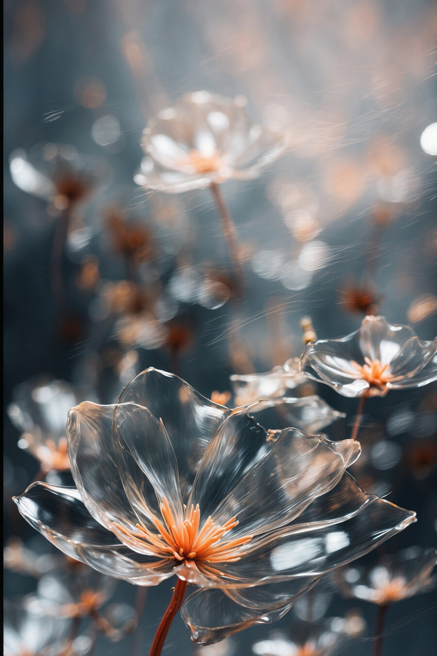 Flores com gotas luminosas — design completo