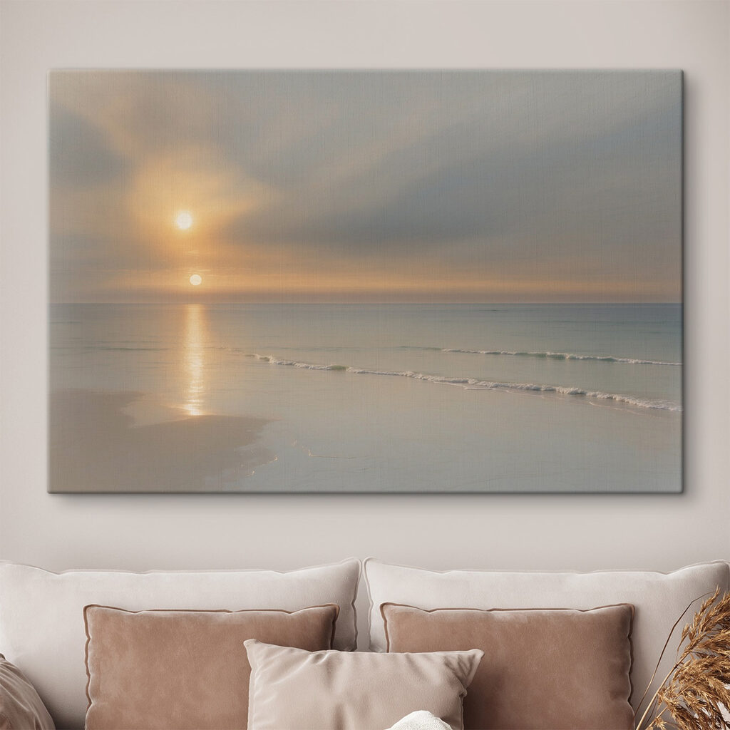 Sol sobre praia silenciosa num interior
