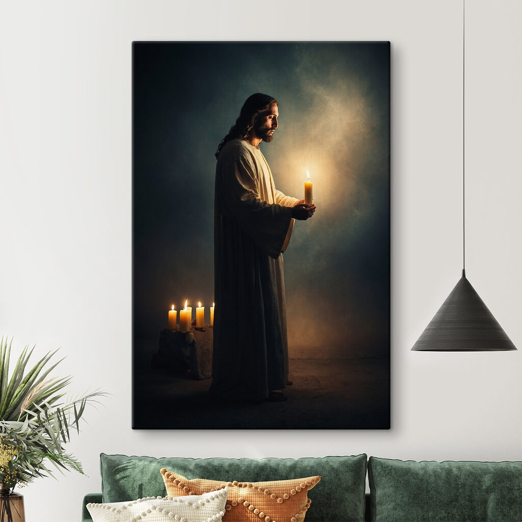 Jesus segura uma vela — interior 2