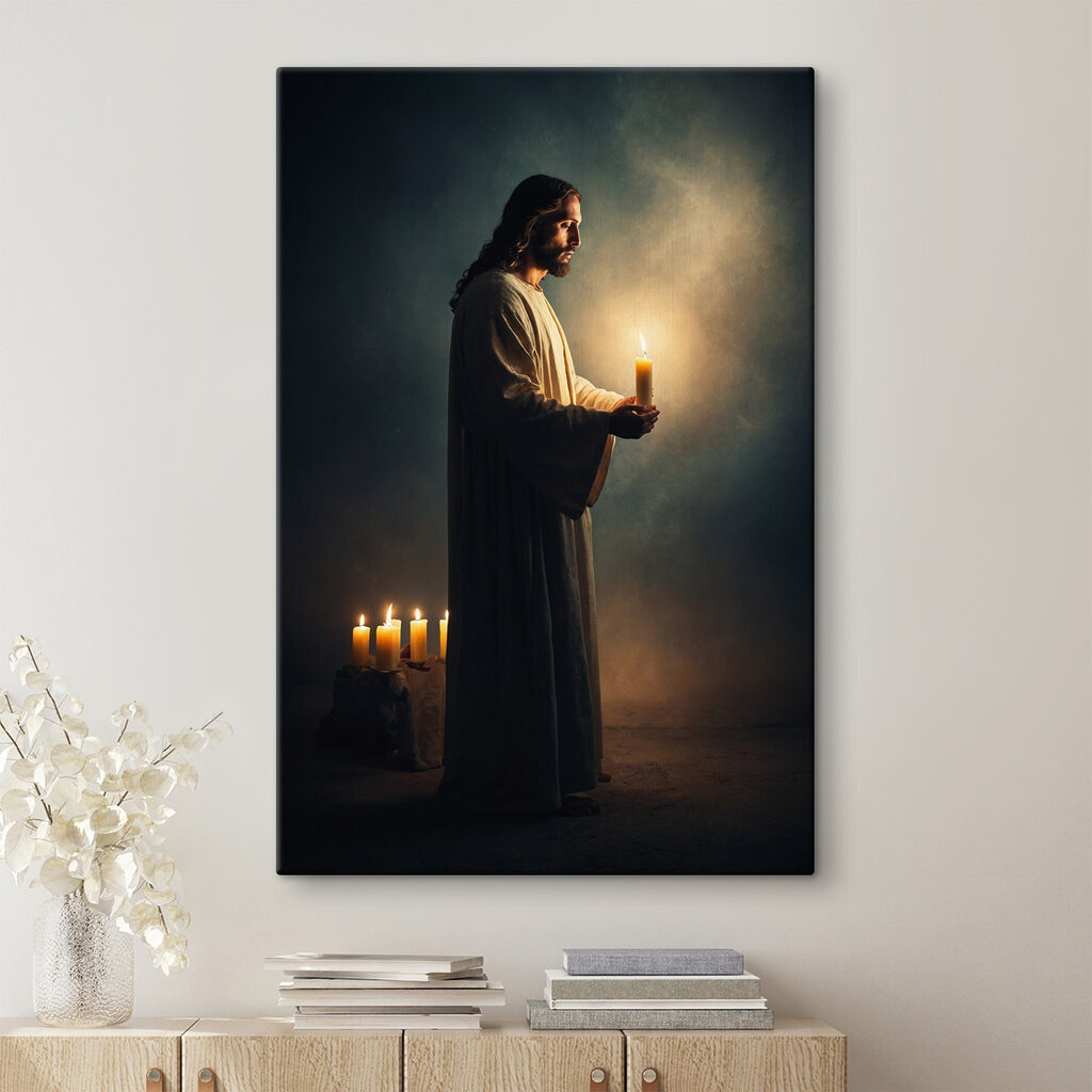 Jesus segura uma vela — interior 3