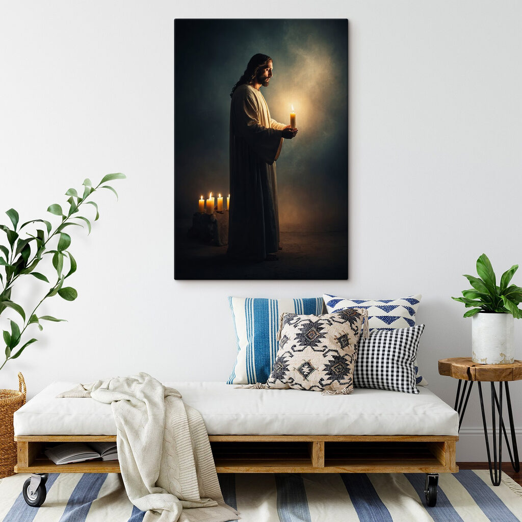 Jesus segura uma vela — interior 4