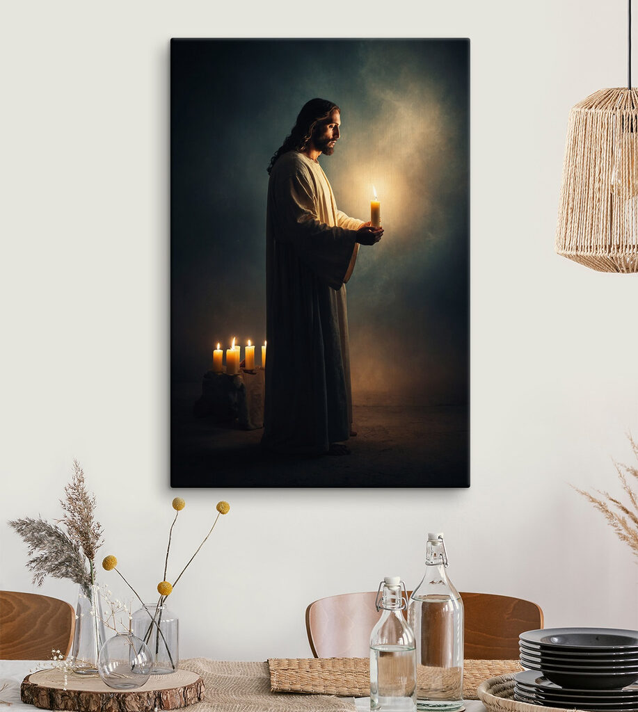 Jesus segura uma vela — interior 1