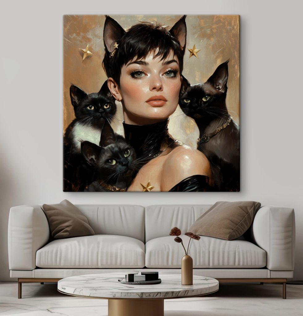 Retrato com gatos pretos — interior 2