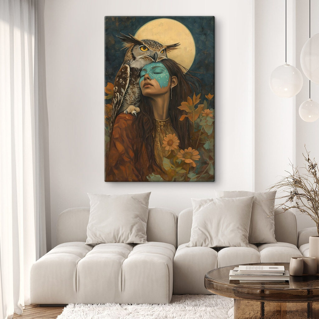 Coruja sob lua amarela — interior 1