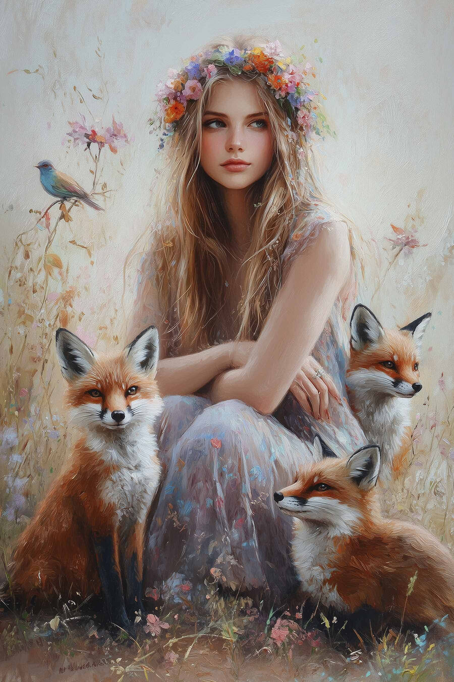 Raposas amigas no jardim — design completo