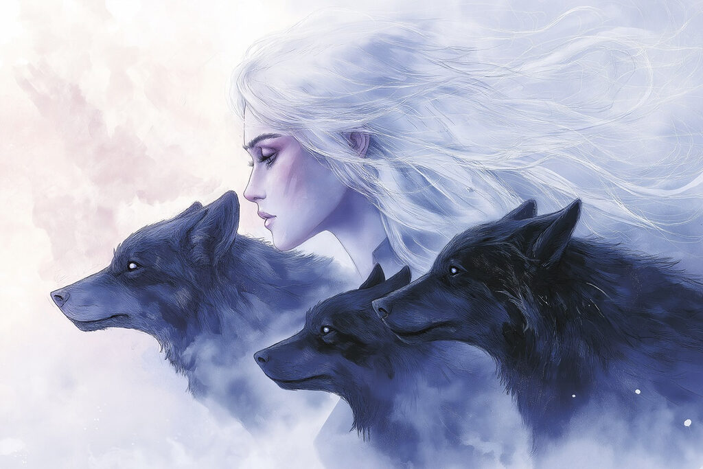 Perfil com lobos azuis — design completo