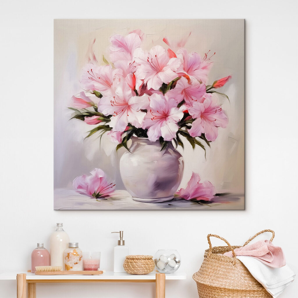 Buquê rosa em lilás — interior 1