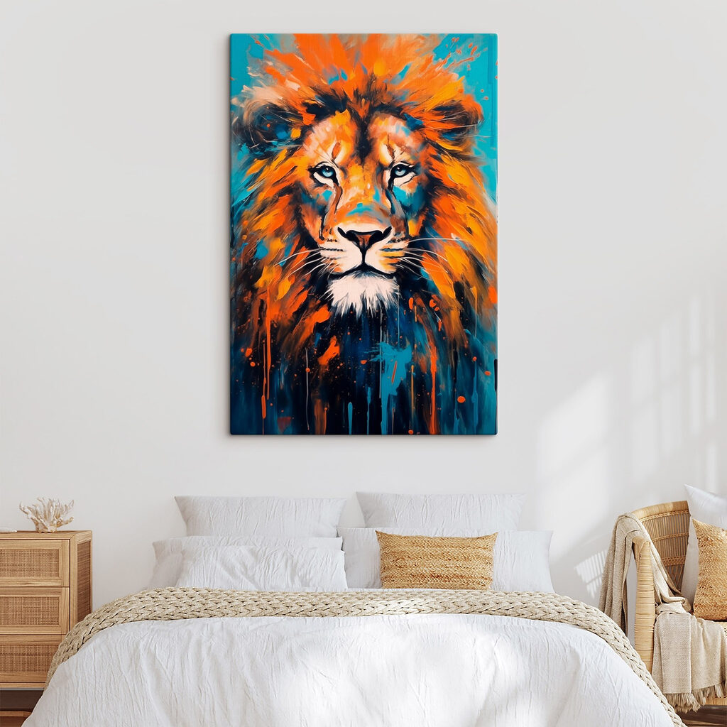Leão laranja e azul — interior 1