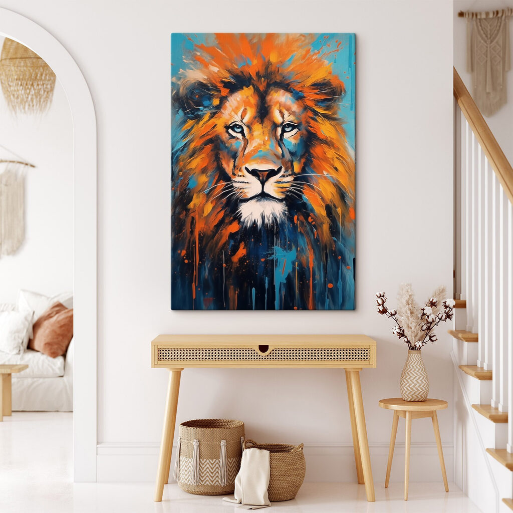 Leão laranja e azul — interior 2