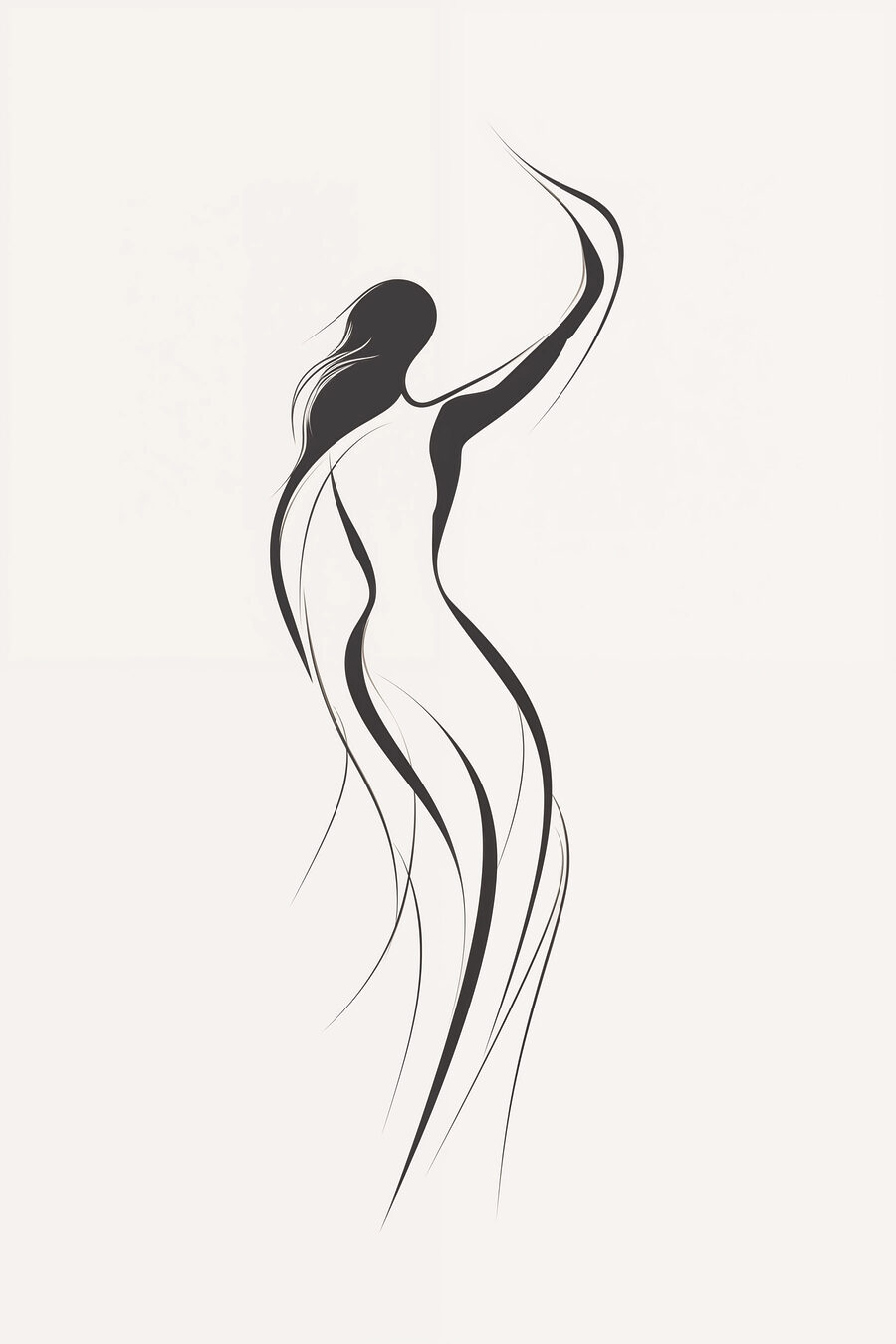Dança em linhas negras — design completo