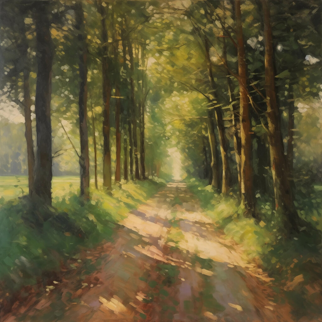 Caminho soalheiro no bosque — design completo
