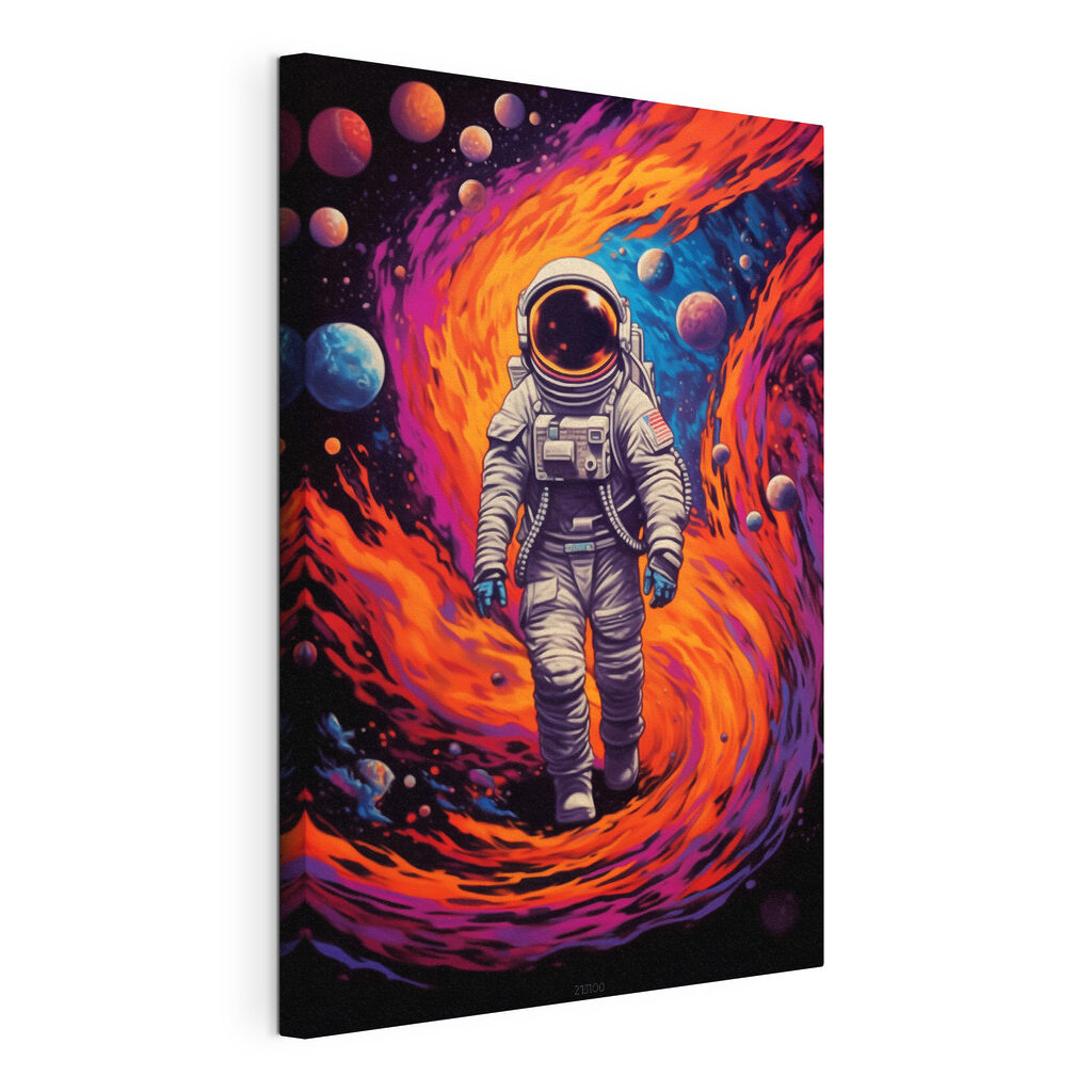 Astronauta no portal colorido — vista do produto