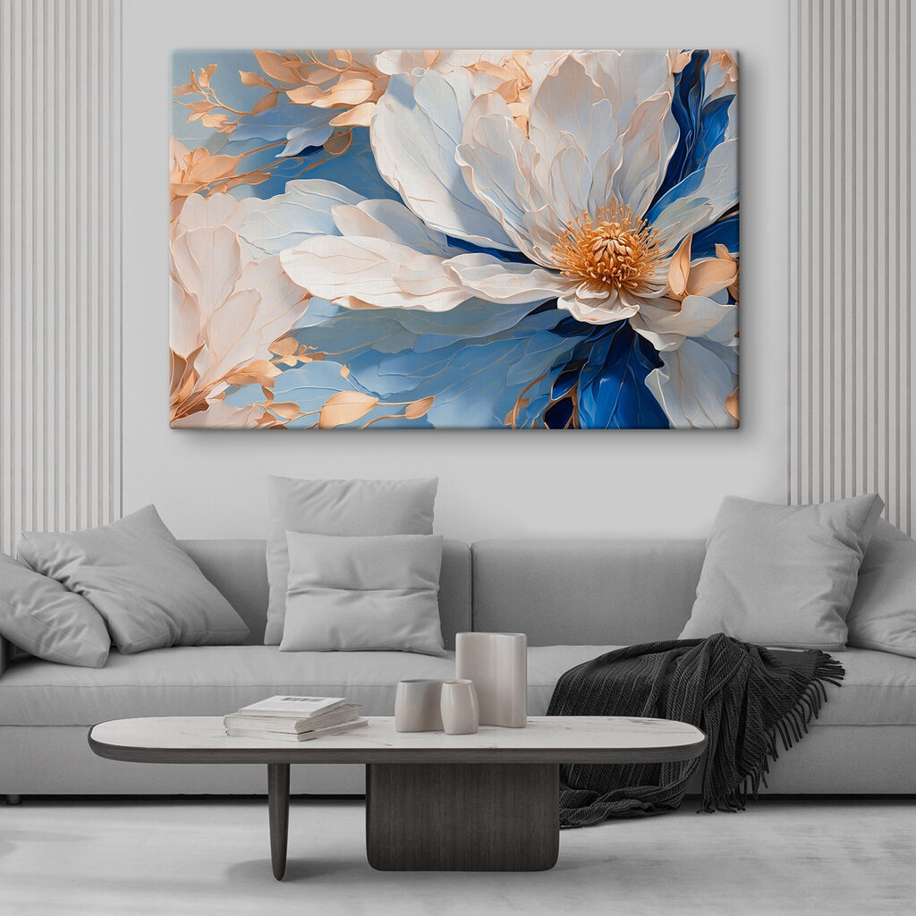 Flor em dobras azuis — interior 2