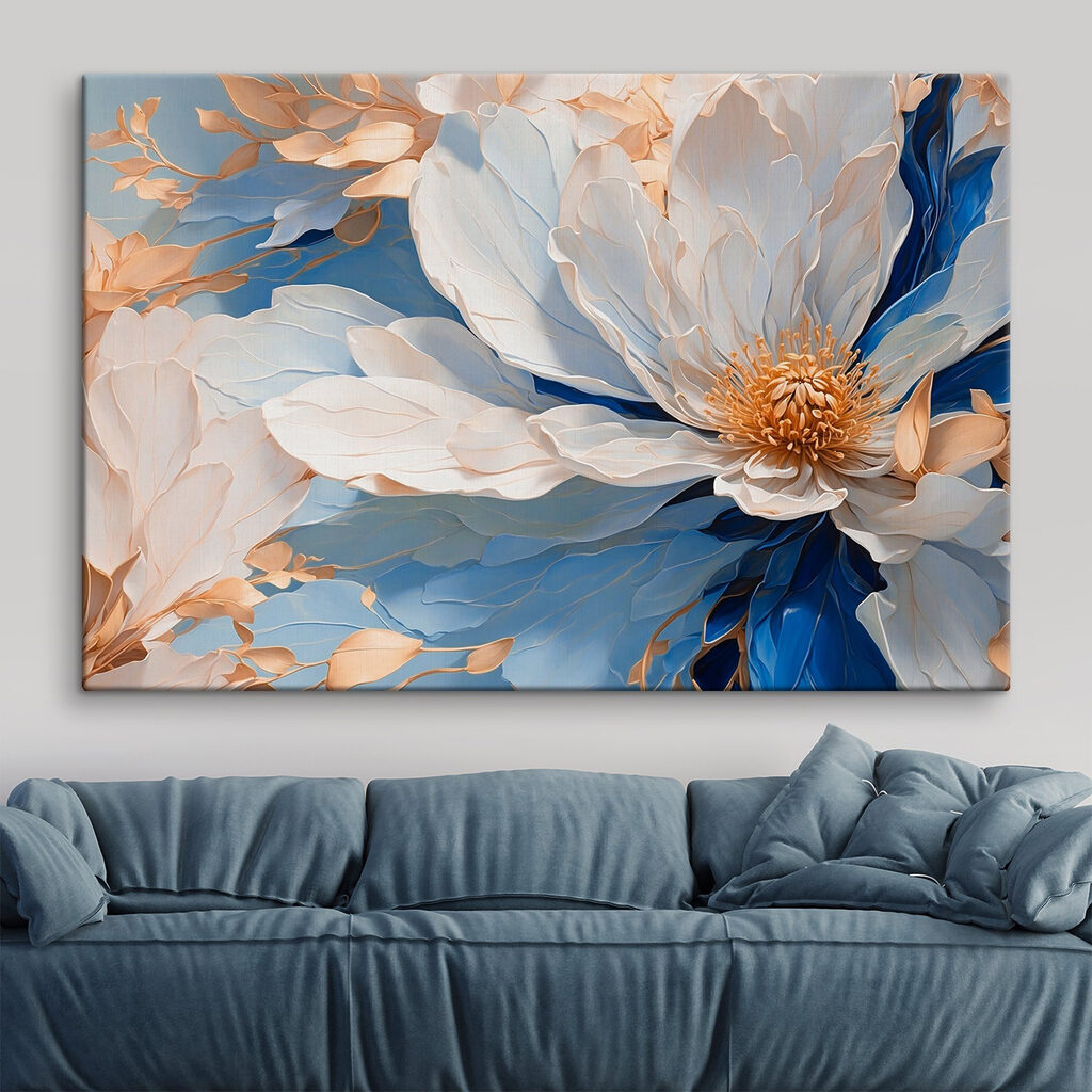 Flor em dobras azuis — interior 1