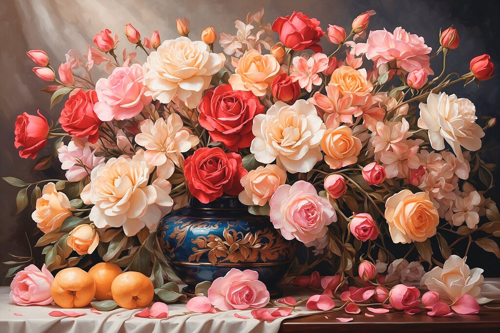 Rosas junto a citrinos — design completo