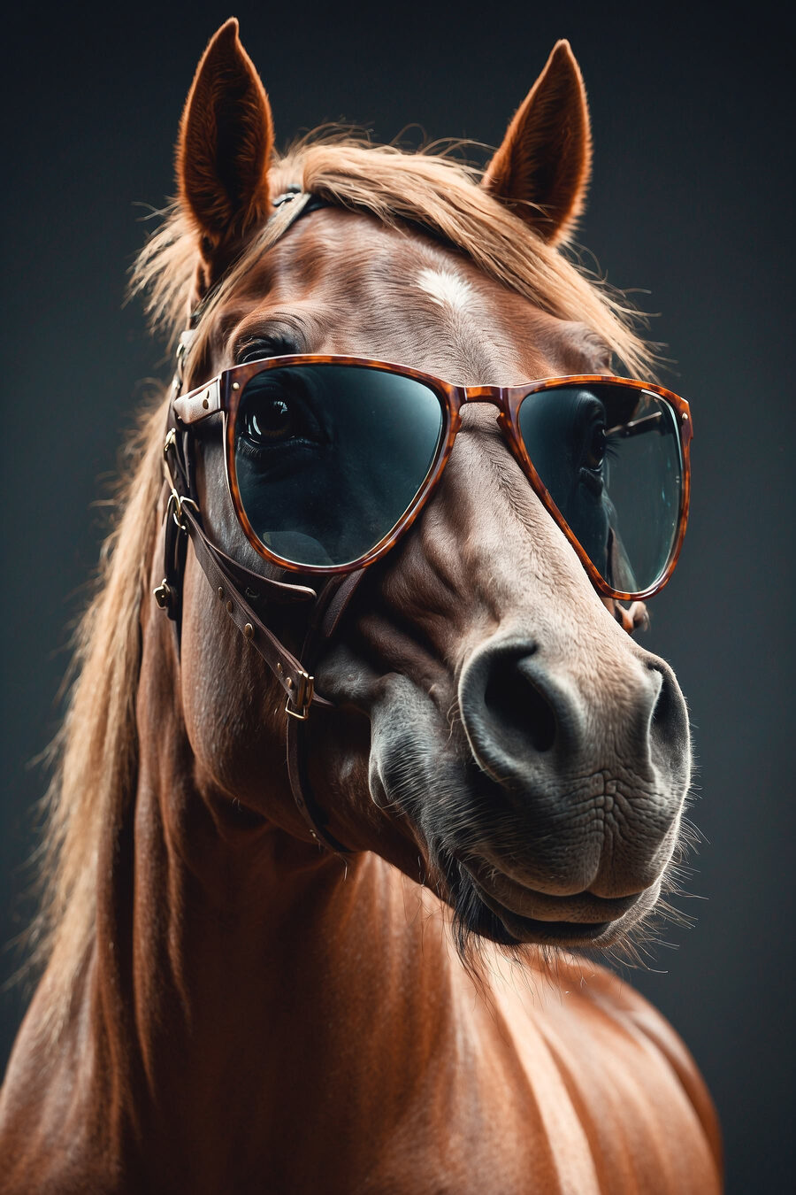 Cavalo de óculos escuros — design completo