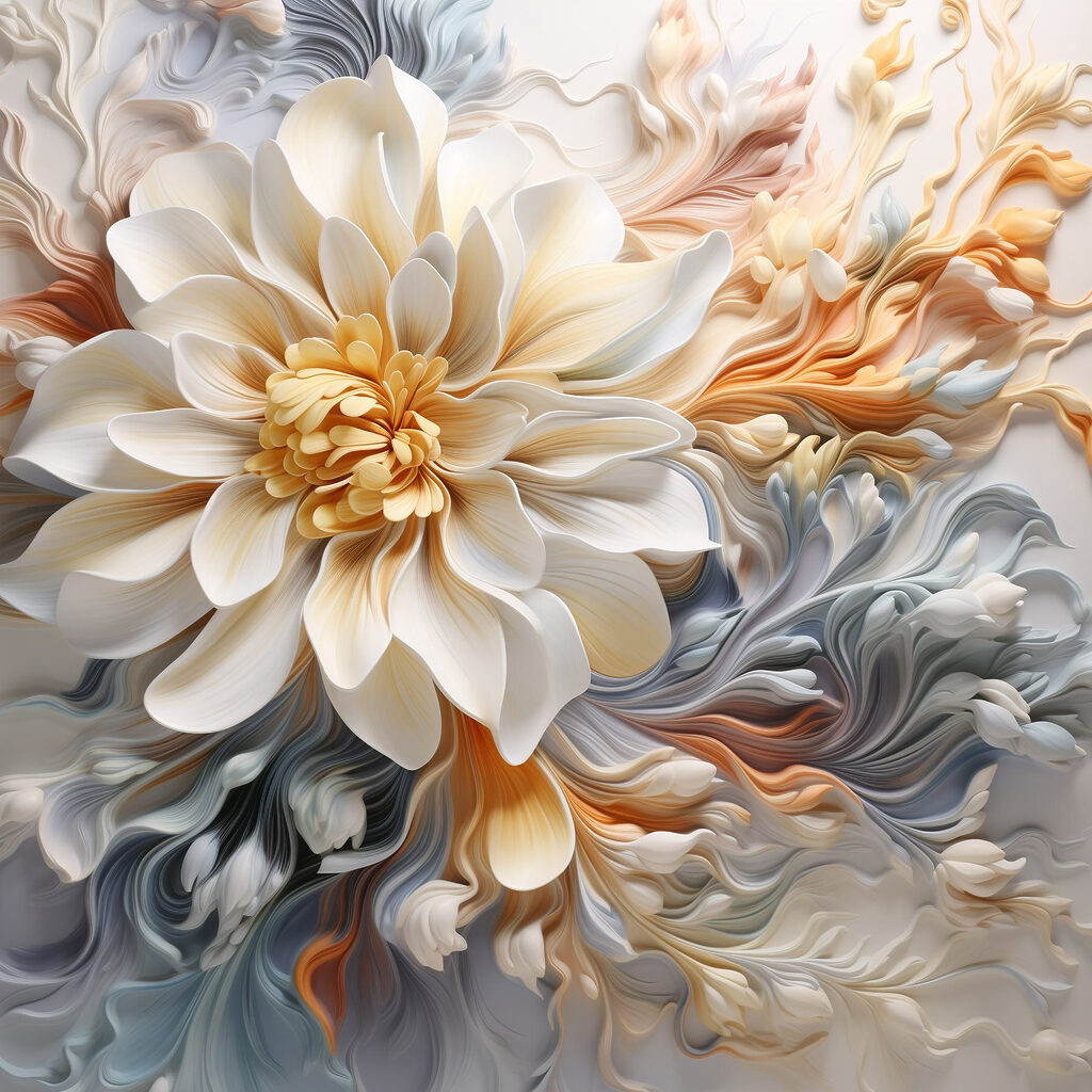 Flor creme em caracóis — design completo