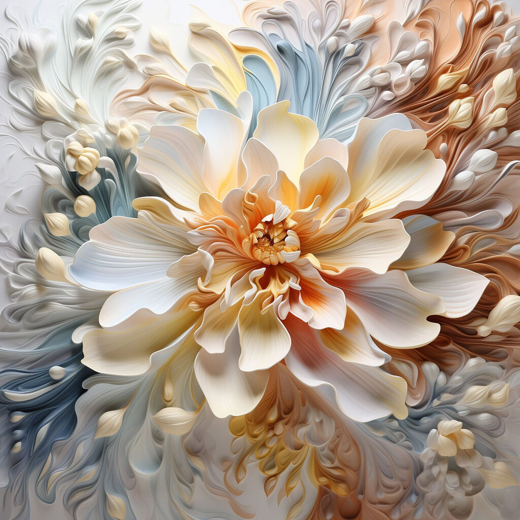 Flor entre linhas onduladas — design completo