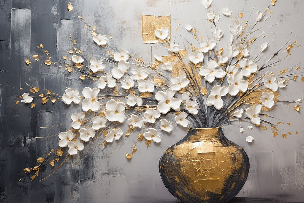 Ramo branco em dourado — design completo