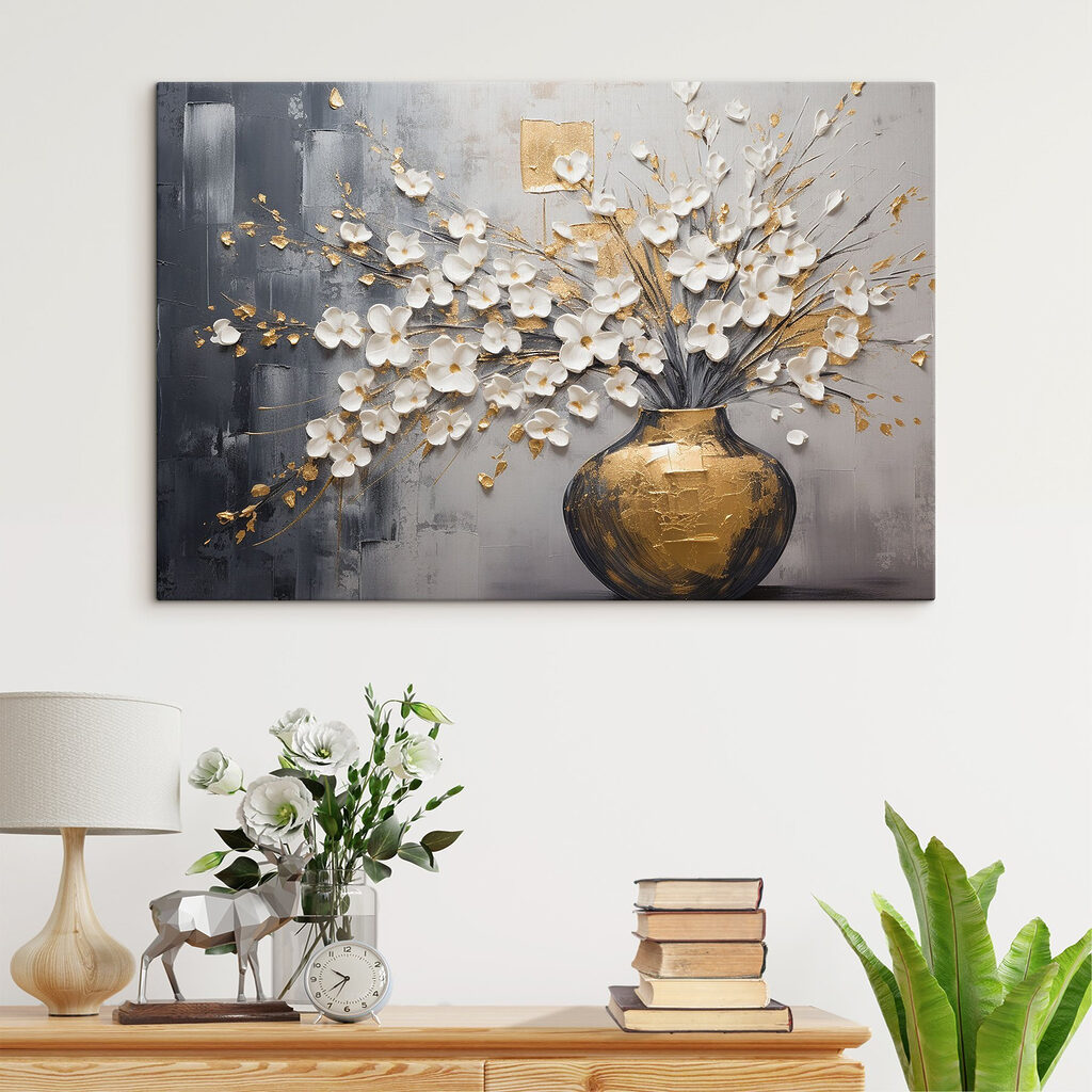Ramo branco em dourado — interior 1