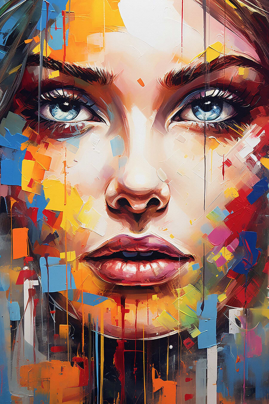 Olhos azuis entre cores — design completo