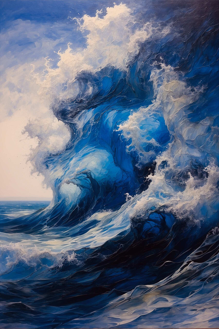 Onda azul sob nuvens — design completo