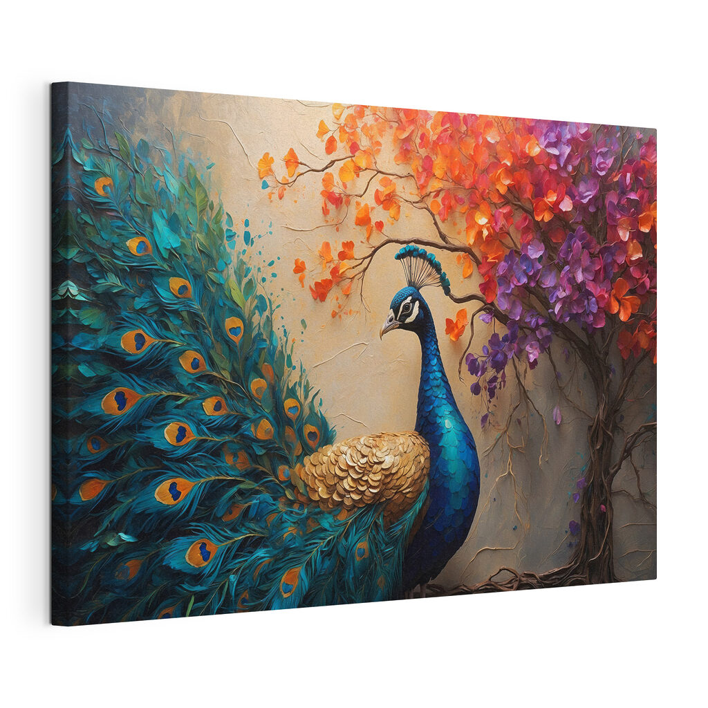 Pavão num ramo florido — vista do produto