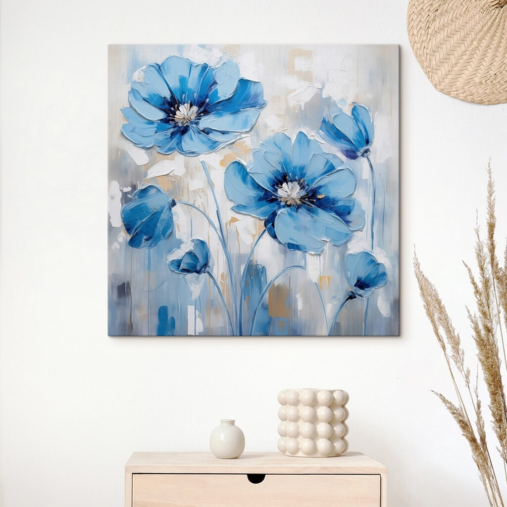 Flores azuis sobre cinzento — interior 2