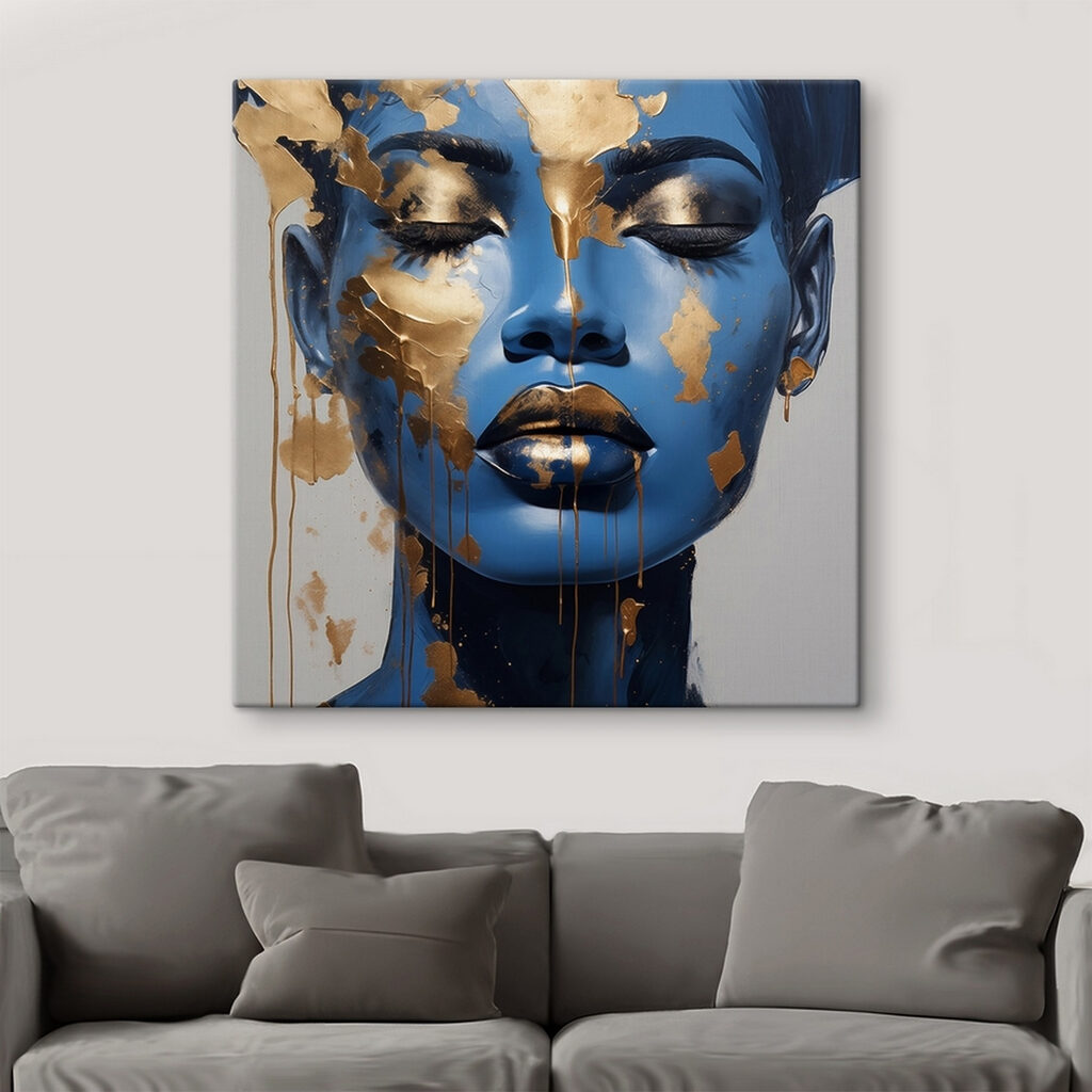 Retrato azul com dourado — interior 2
