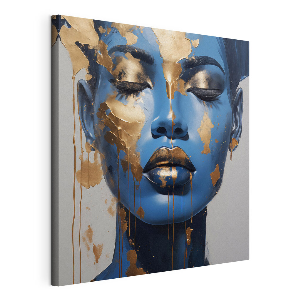 Retrato azul com dourado — vista do produto