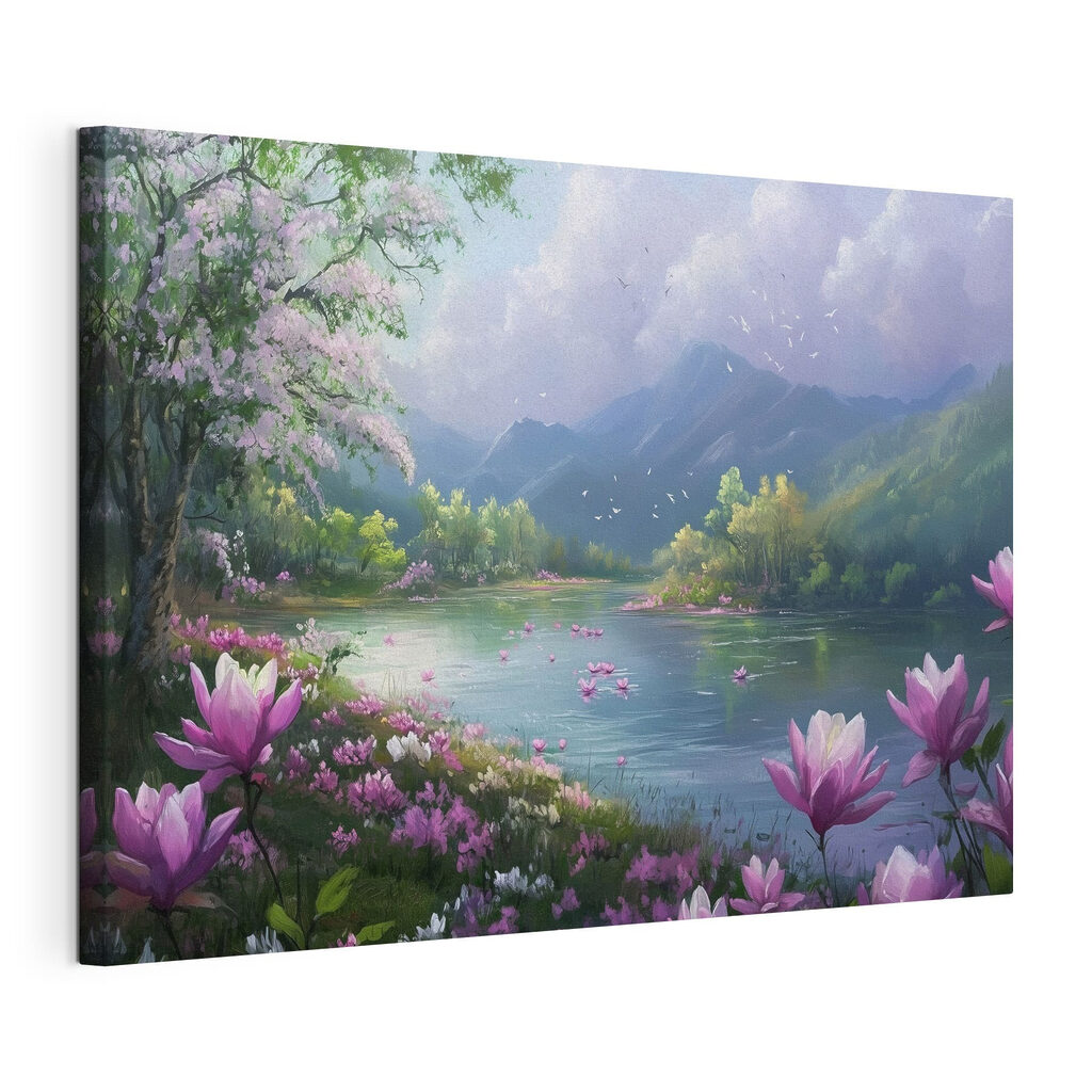 Lago de montanha florido — vista do produto