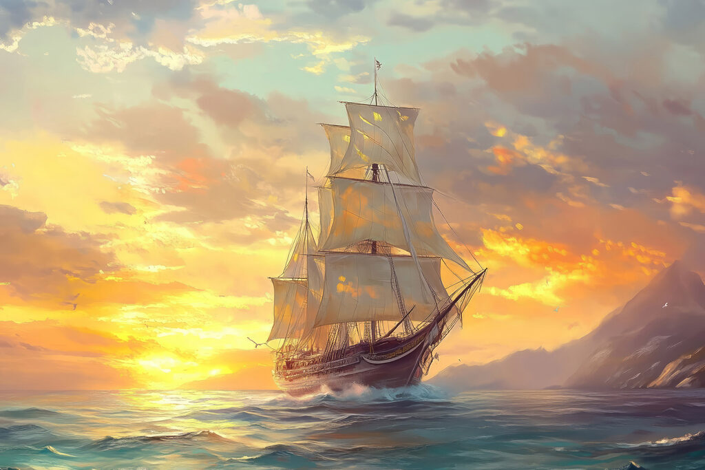 Veleiro ao entardecer — design completo
