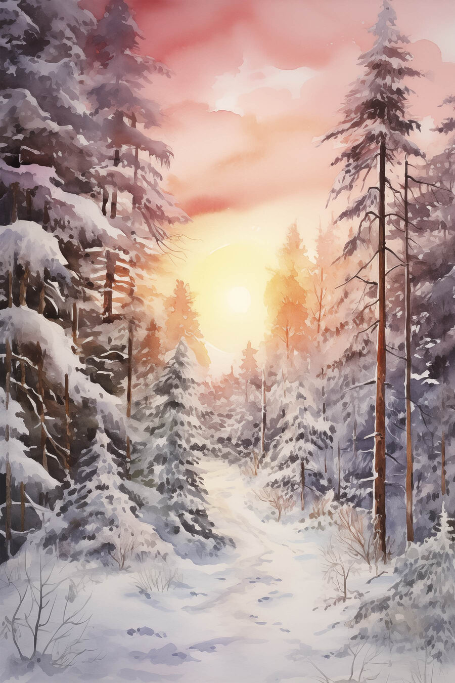 Pinhal de inverno rosado — design completo
