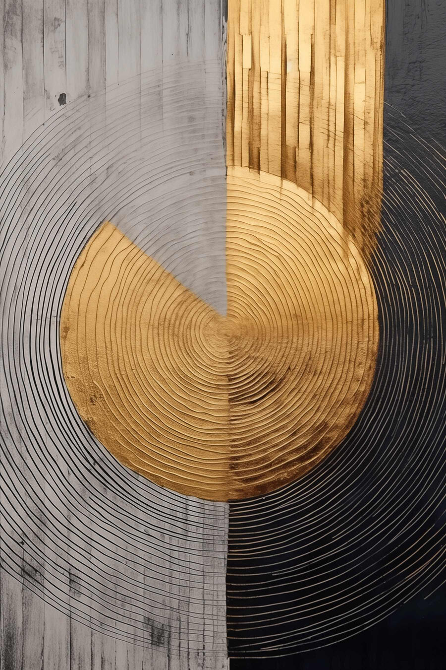 Círculo dourado entre anéis — design completo