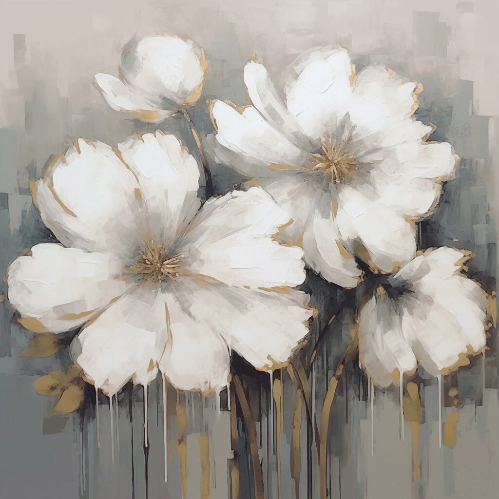 Flores em traços cinzentos — design completo