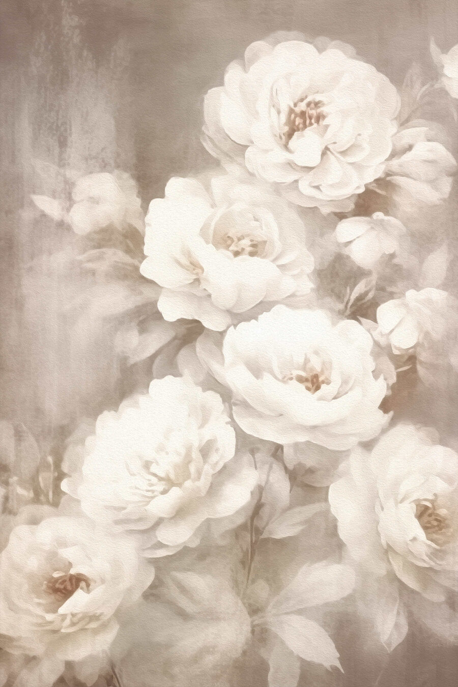 Rosas brancas na neblina — design completo