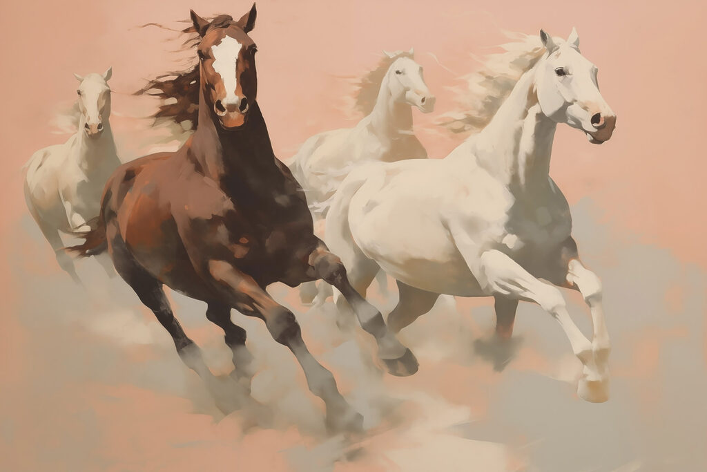 Cavalos a galope — design completo