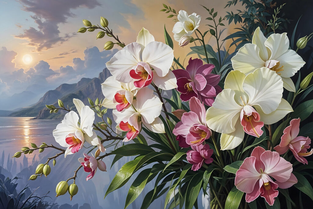 Orquídeas junto ao lago — design completo