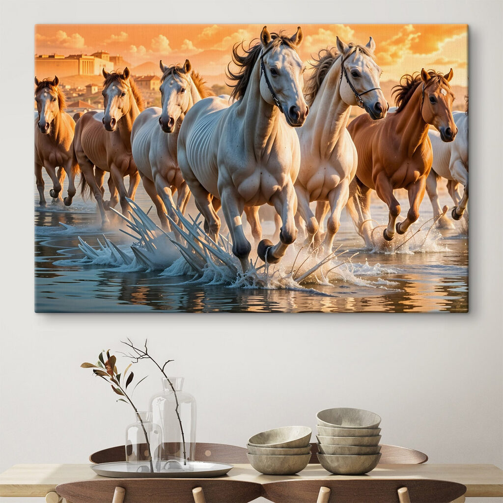 Cavalos na água dourada — interior 1