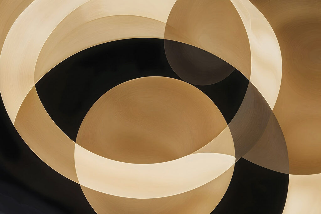 Círculos em castanho dourado — design completo