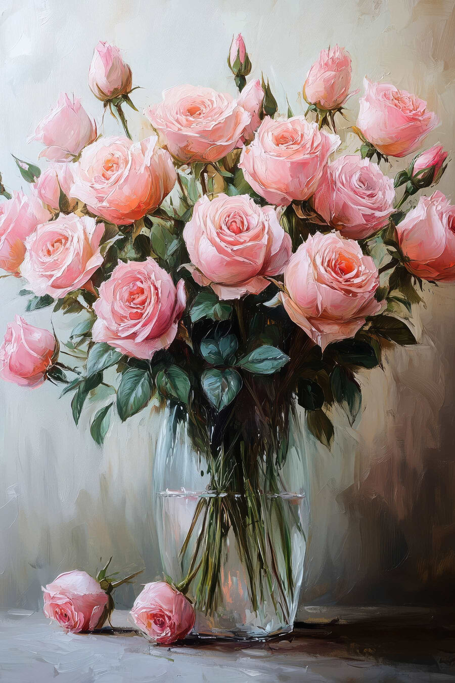 Rosas em vaso esguio — design completo