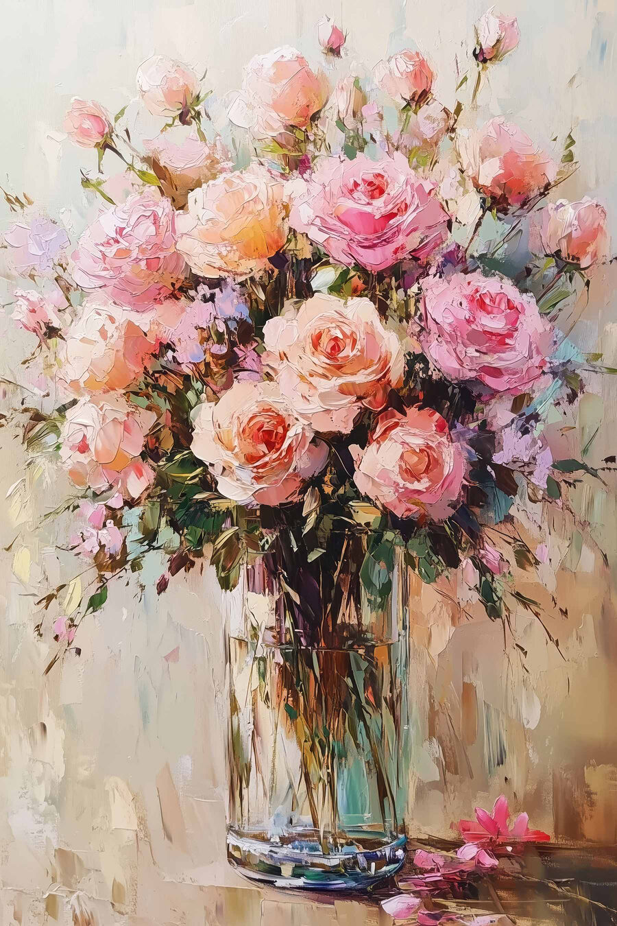 Rosas em pinceladas claras — design completo