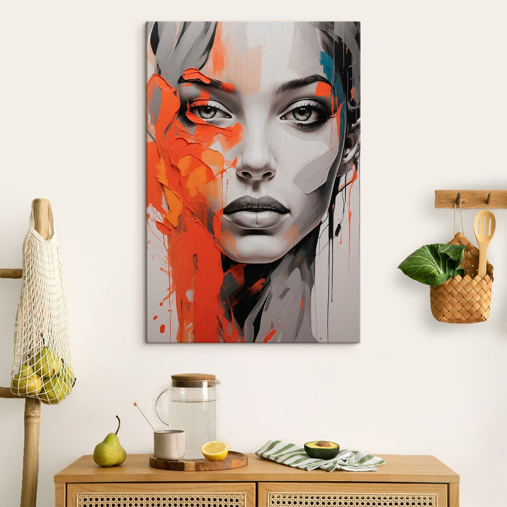 Olhar cinzento entre laranja — interior 1