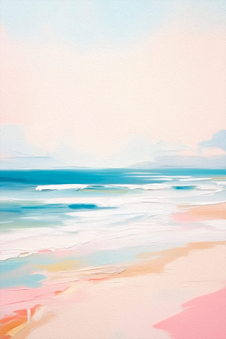 Praia em tons pastel — design completo