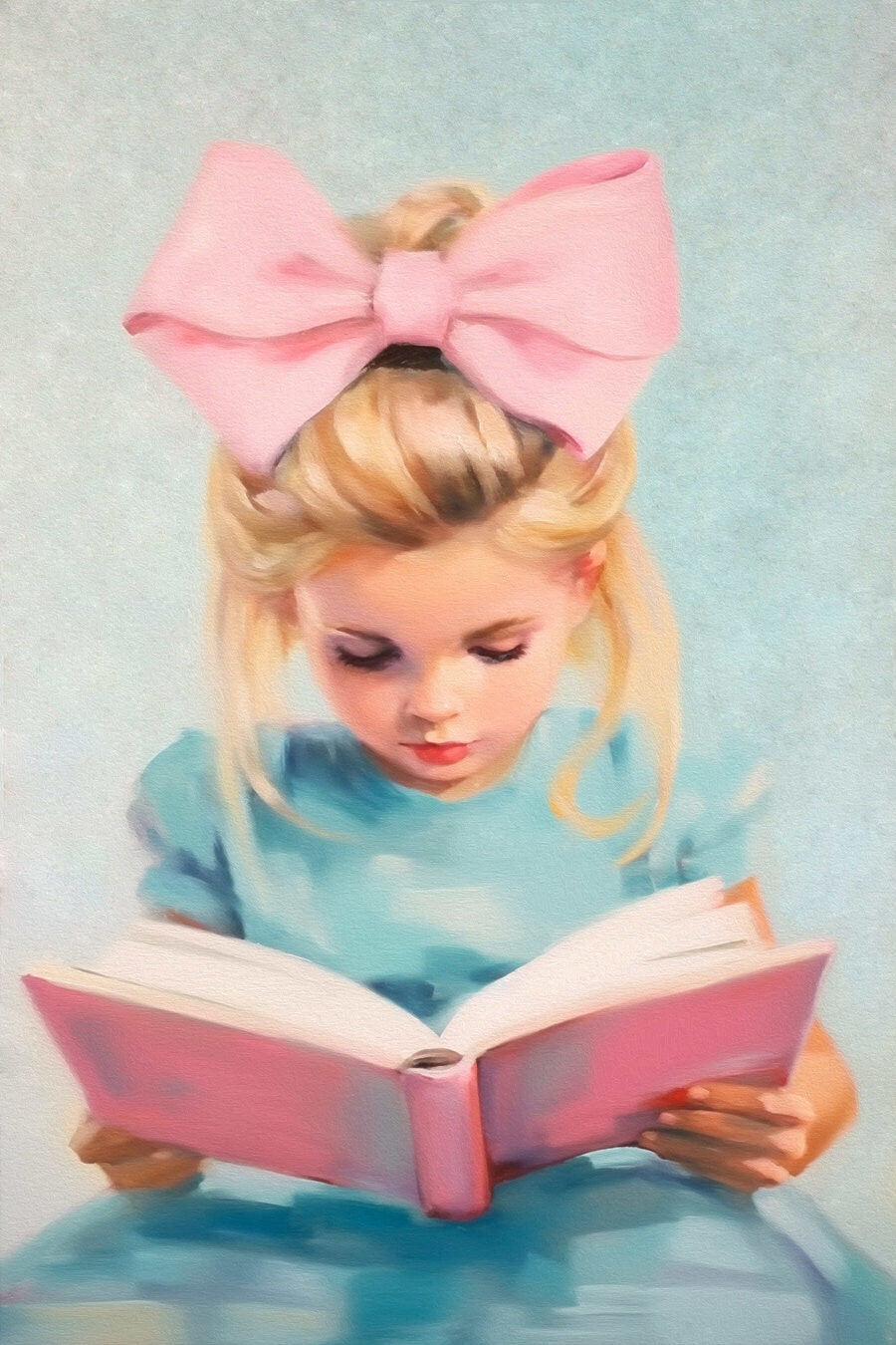Menina com livro rosa — design completo