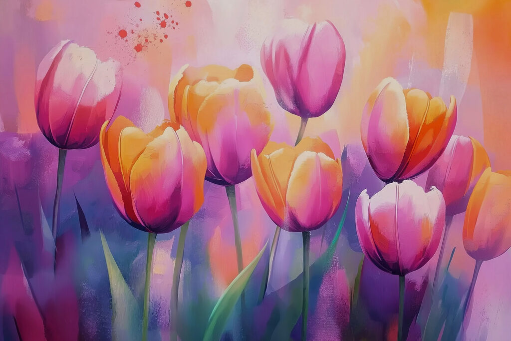 Tulipas em manchas solares — design completo